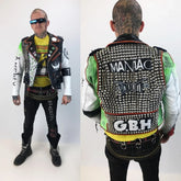 Heavy Metal Cone Studded Patches Jacket, Men's Bikers Personalized Steampunk Jacket, Customize Brando Motorcycle Gothic Belted Jacket,